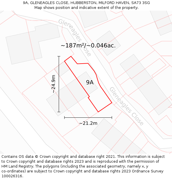 9A, GLENEAGLES CLOSE, HUBBERSTON, MILFORD HAVEN, SA73 3SG: Plot and title map