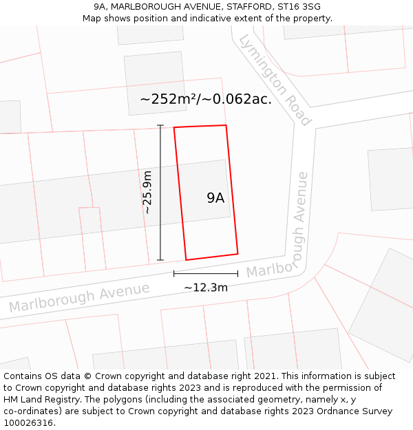 9A, MARLBOROUGH AVENUE, STAFFORD, ST16 3SG: Plot and title map