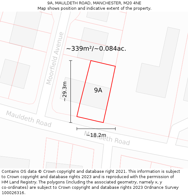 9A, MAULDETH ROAD, MANCHESTER, M20 4NE: Plot and title map