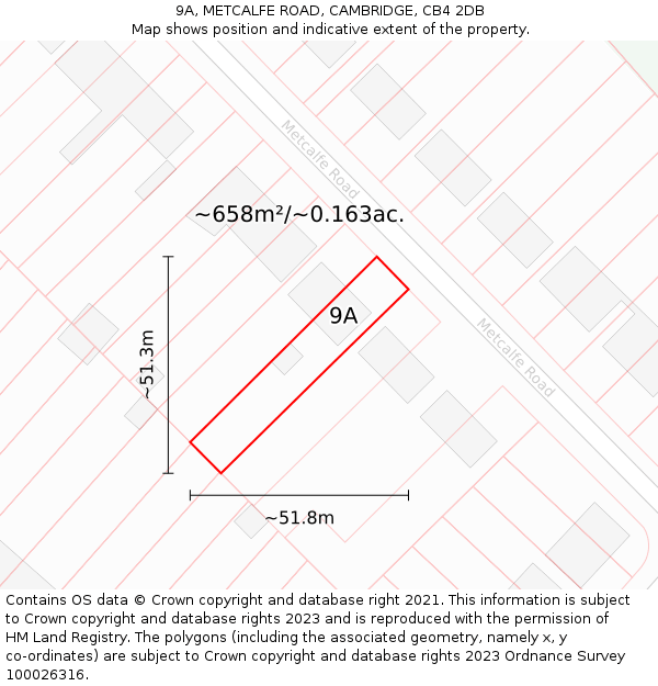 9A, METCALFE ROAD, CAMBRIDGE, CB4 2DB: Plot and title map