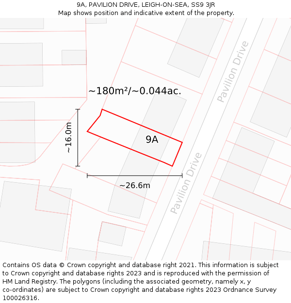 9A, PAVILION DRIVE, LEIGH-ON-SEA, SS9 3JR: Plot and title map
