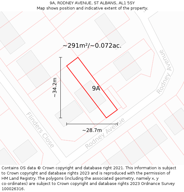 9A, RODNEY AVENUE, ST ALBANS, AL1 5SY: Plot and title map