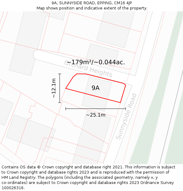 9A, SUNNYSIDE ROAD, EPPING, CM16 4JP: Plot and title map