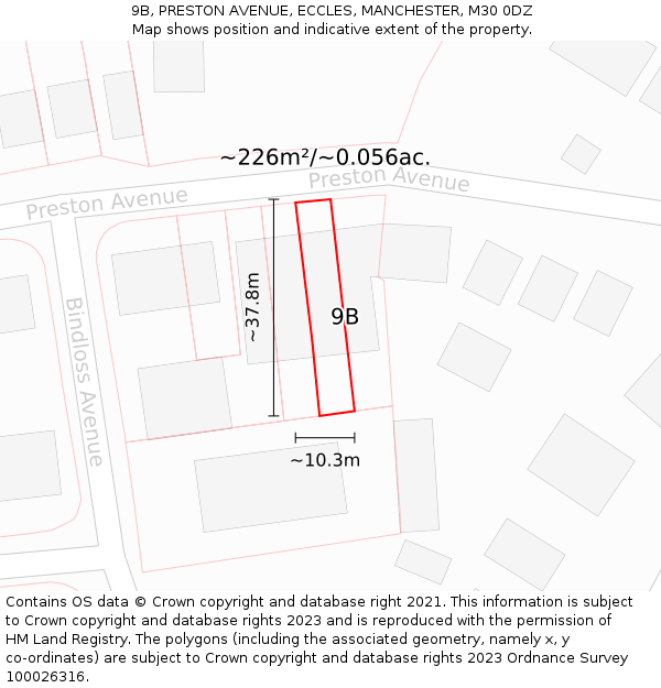 9B, PRESTON AVENUE, ECCLES, MANCHESTER, M30 0DZ: Plot and title map
