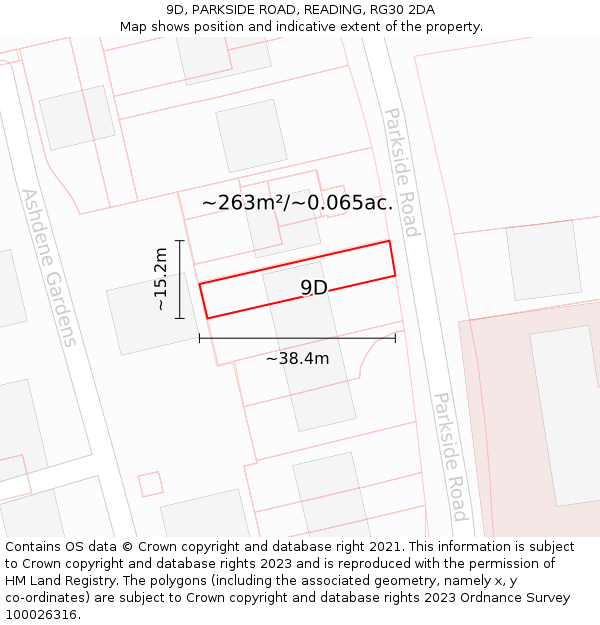 9D, PARKSIDE ROAD, READING, RG30 2DA: Plot and title map