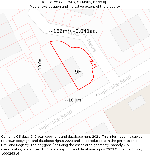 9F, HOLYOAKE ROAD, GRIMSBY, DN32 8JH: Plot and title map
