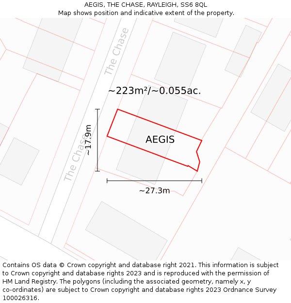 AEGIS, THE CHASE, RAYLEIGH, SS6 8QL: Plot and title map