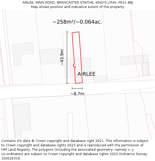 AIRLEE, MAIN ROAD, BRANCASTER STAITHE, KING'S LYNN, PE31 8BJ: Plot and title map