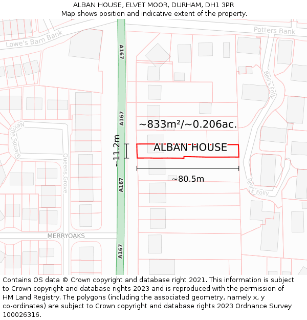 ALBAN HOUSE, ELVET MOOR, DURHAM, DH1 3PR: Plot and title map