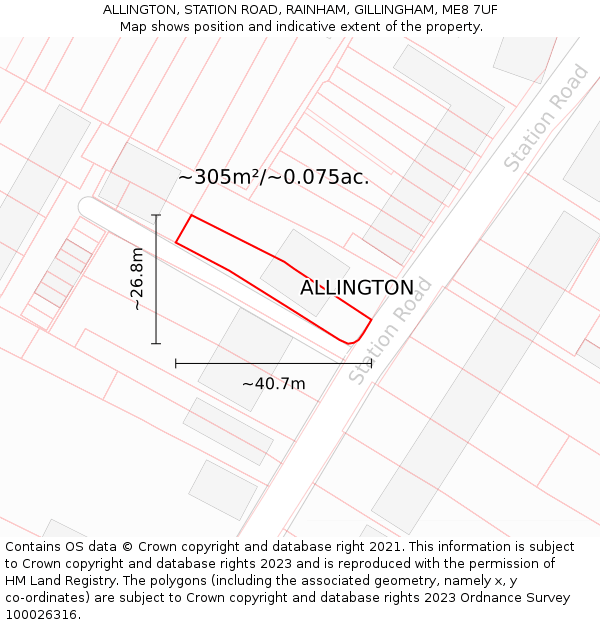 ALLINGTON, STATION ROAD, RAINHAM, GILLINGHAM, ME8 7UF: Plot and title map