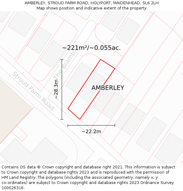AMBERLEY, STROUD FARM ROAD, HOLYPORT, MAIDENHEAD, SL6 2LH: Plot and title map