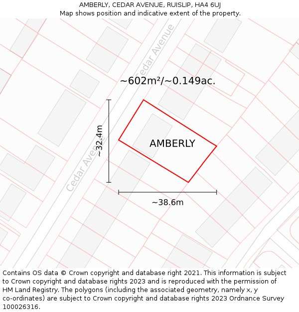 AMBERLY, CEDAR AVENUE, RUISLIP, HA4 6UJ: Plot and title map