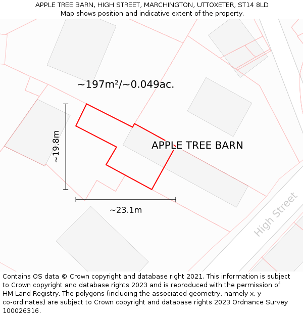 APPLE TREE BARN, HIGH STREET, MARCHINGTON, UTTOXETER, ST14 8LD: Plot and title map