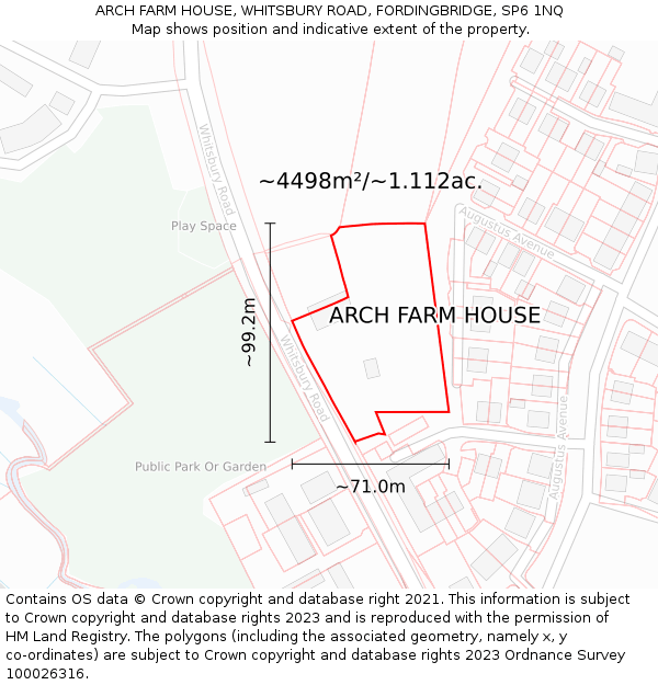 ARCH FARM HOUSE, WHITSBURY ROAD, FORDINGBRIDGE, SP6 1NQ: Plot and title map