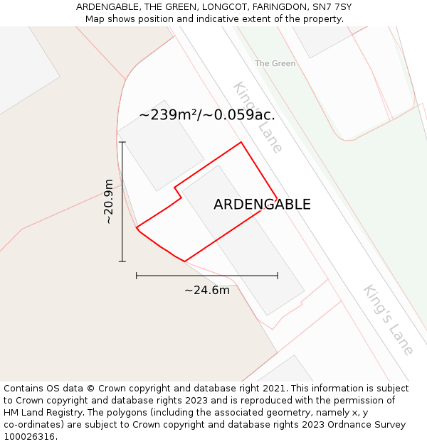 ARDENGABLE, THE GREEN, LONGCOT, FARINGDON, SN7 7SY: Plot and title map