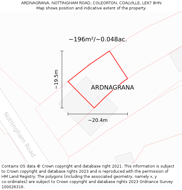 ARDNAGRANA, NOTTINGHAM ROAD, COLEORTON, COALVILLE, LE67 8HN: Plot and title map