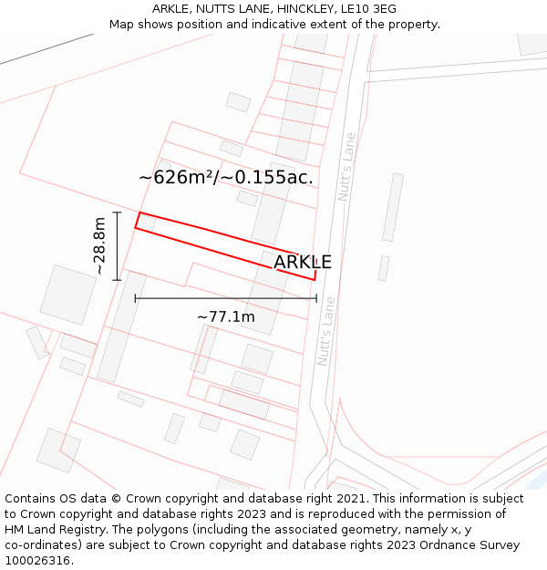 ARKLE, NUTTS LANE, HINCKLEY, LE10 3EG: Plot and title map