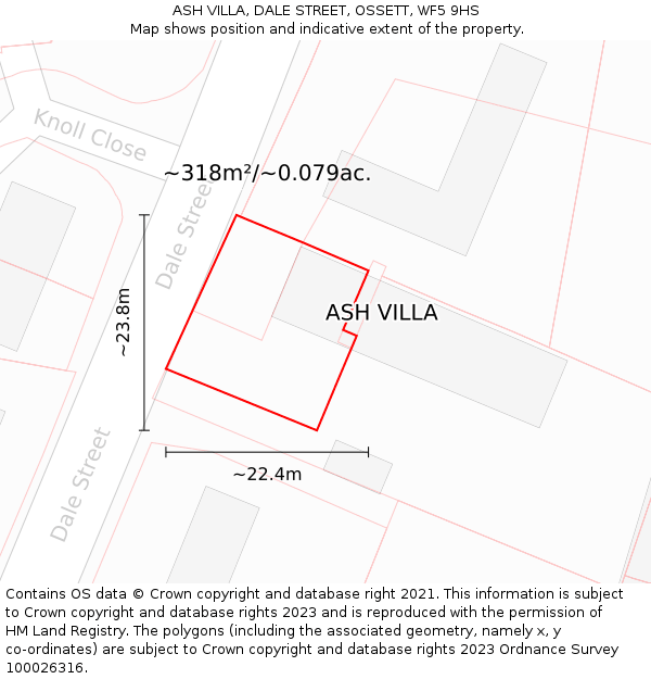 ASH VILLA, DALE STREET, OSSETT, WF5 9HS: Plot and title map