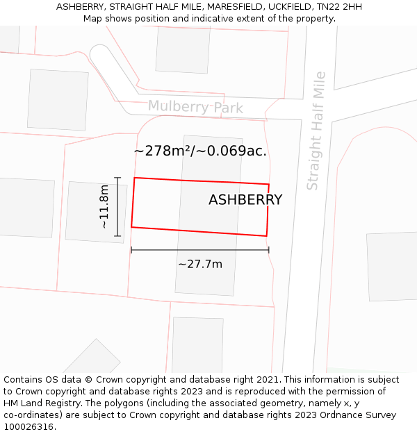 ASHBERRY, STRAIGHT HALF MILE, MARESFIELD, UCKFIELD, TN22 2HH: Plot and title map