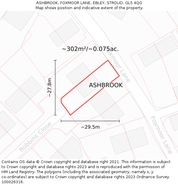 ASHBROOK, FOXMOOR LANE, EBLEY, STROUD, GL5 4QG: Plot and title map