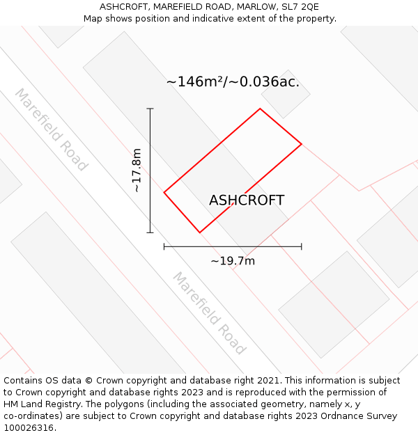 ASHCROFT, MAREFIELD ROAD, MARLOW, SL7 2QE: Plot and title map