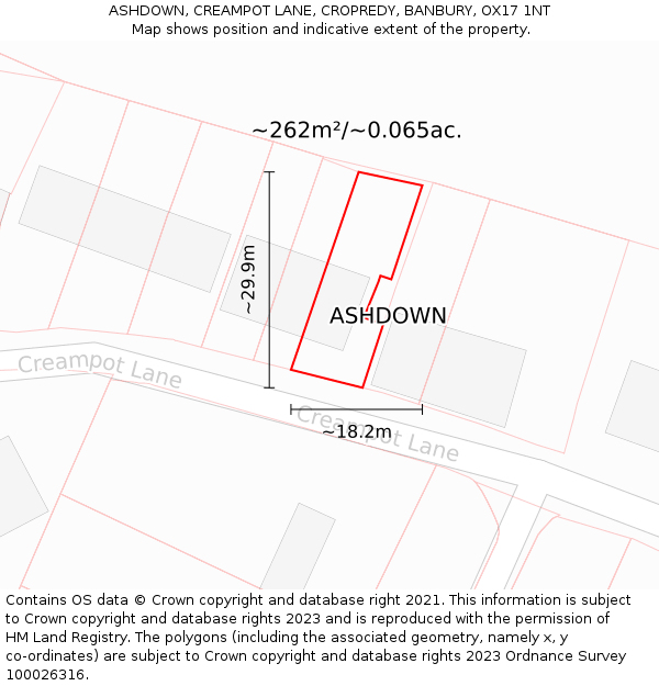 ASHDOWN, CREAMPOT LANE, CROPREDY, BANBURY, OX17 1NT: Plot and title map