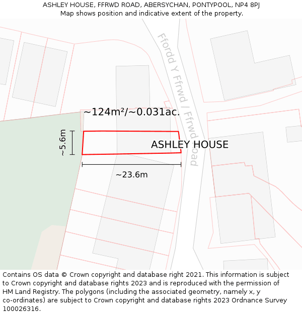 ASHLEY HOUSE, FFRWD ROAD, ABERSYCHAN, PONTYPOOL, NP4 8PJ: Plot and title map