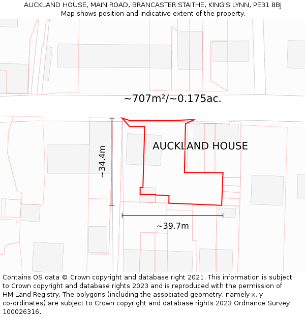 AUCKLAND HOUSE, MAIN ROAD, BRANCASTER STAITHE, KING'S LYNN, PE31 8BJ: Plot and title map