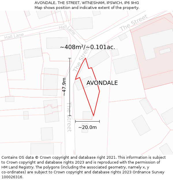 AVONDALE, THE STREET, WITNESHAM, IPSWICH, IP6 9HG: Plot and title map