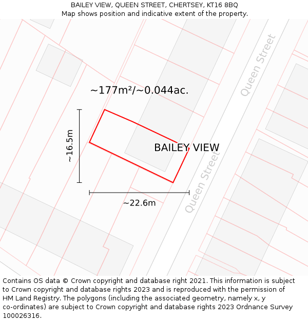 BAILEY VIEW, QUEEN STREET, CHERTSEY, KT16 8BQ: Plot and title map