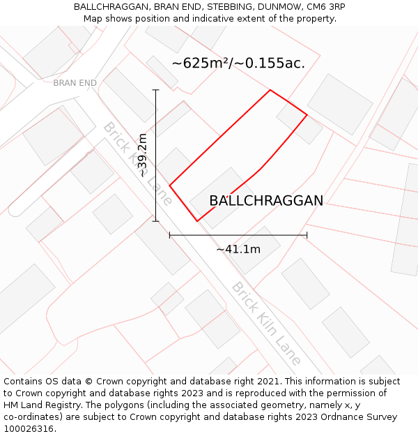 BALLCHRAGGAN, BRAN END, STEBBING, DUNMOW, CM6 3RP: Plot and title map