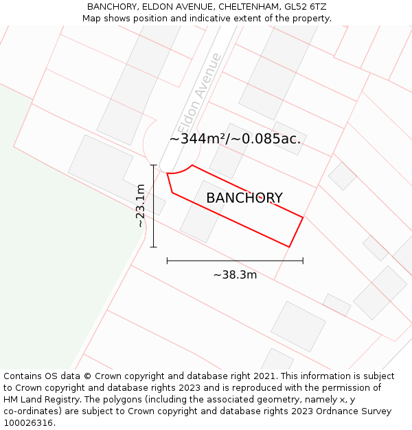 BANCHORY, ELDON AVENUE, CHELTENHAM, GL52 6TZ: Plot and title map