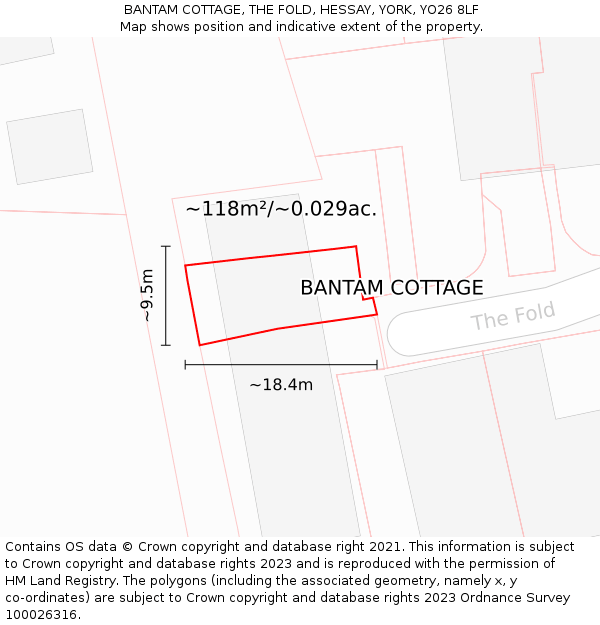 BANTAM COTTAGE, THE FOLD, HESSAY, YORK, YO26 8LF: Plot and title map