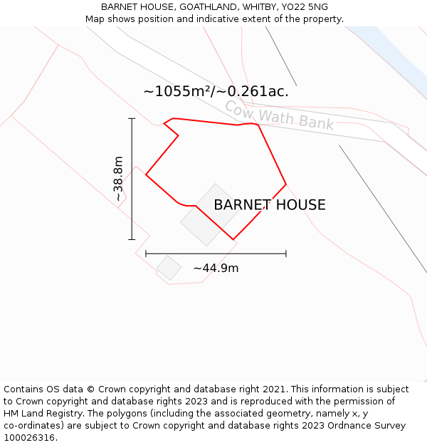 BARNET HOUSE, GOATHLAND, WHITBY, YO22 5NG: Plot and title map