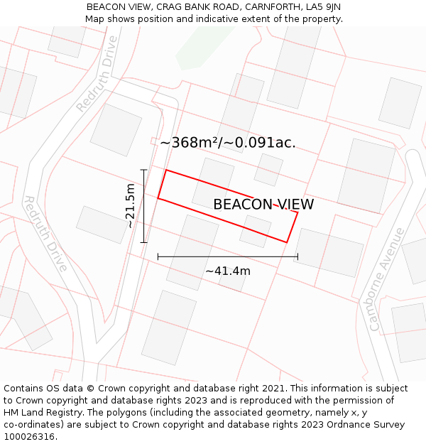 BEACON VIEW, CRAG BANK ROAD, CARNFORTH, LA5 9JN: Plot and title map