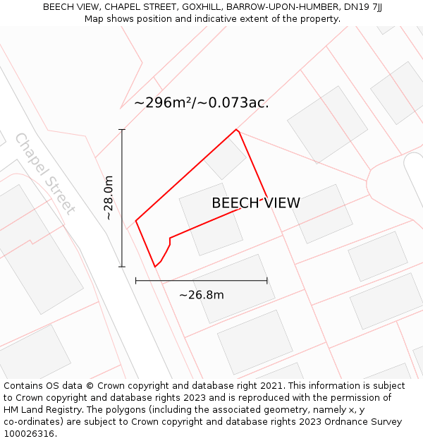 BEECH VIEW, CHAPEL STREET, GOXHILL, BARROW-UPON-HUMBER, DN19 7JJ: Plot and title map