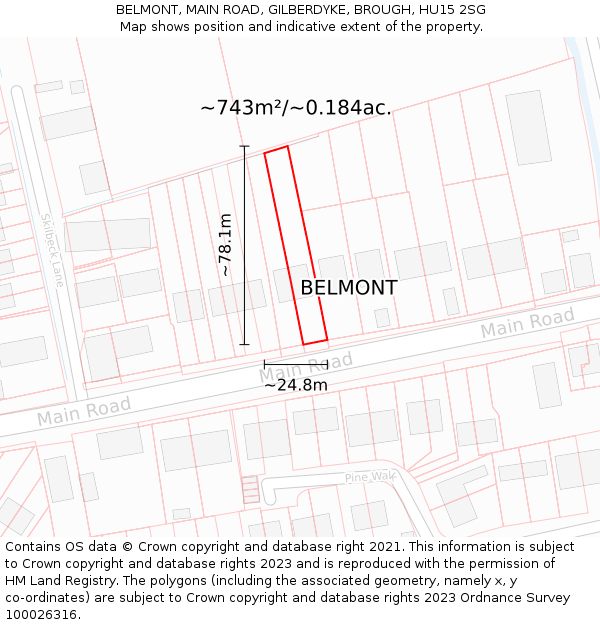 BELMONT, MAIN ROAD, GILBERDYKE, BROUGH, HU15 2SG: Plot and title map