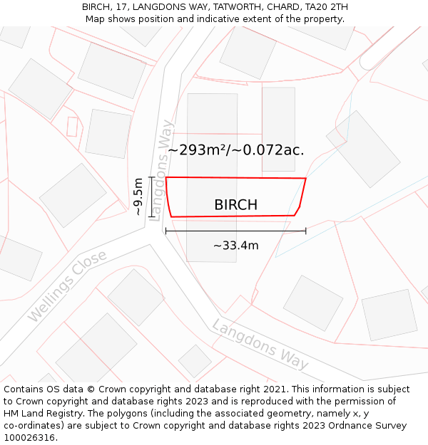 BIRCH, 17, LANGDONS WAY, TATWORTH, CHARD, TA20 2TH: Plot and title map