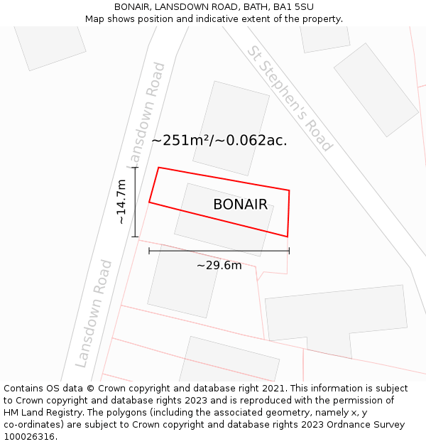 BONAIR, LANSDOWN ROAD, BATH, BA1 5SU: Plot and title map