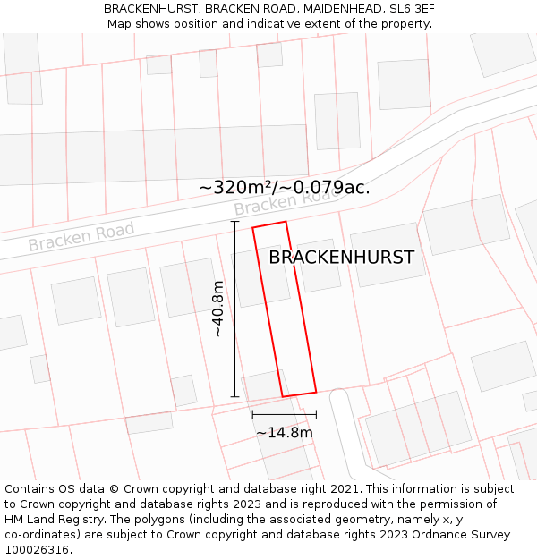 BRACKENHURST, BRACKEN ROAD, MAIDENHEAD, SL6 3EF: Plot and title map