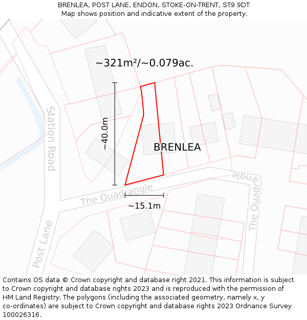 BRENLEA, POST LANE, ENDON, STOKE-ON-TRENT, ST9 9DT: Plot and title map