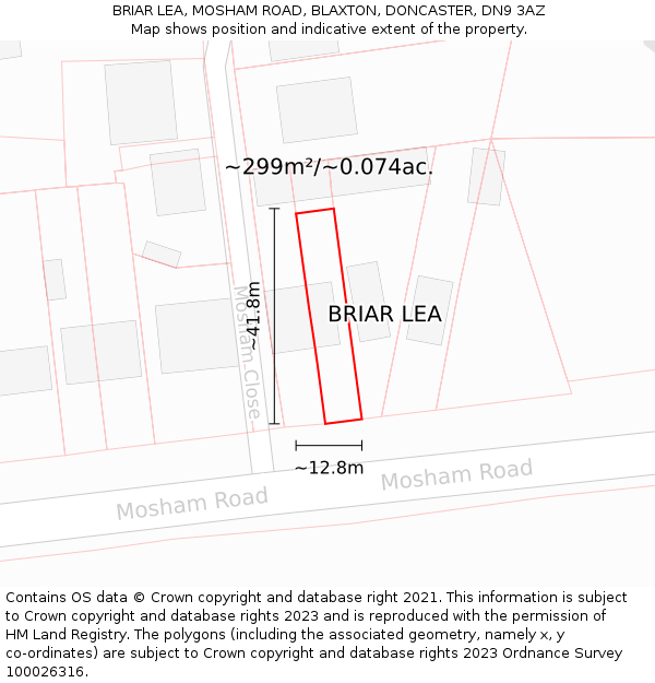 BRIAR LEA, MOSHAM ROAD, BLAXTON, DONCASTER, DN9 3AZ: Plot and title map