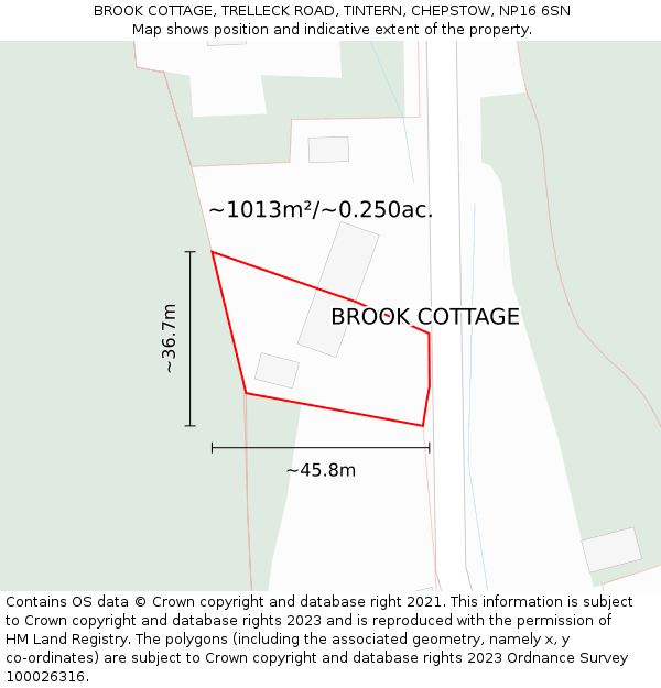 BROOK COTTAGE, TRELLECK ROAD, TINTERN, CHEPSTOW, NP16 6SN: Plot and title map