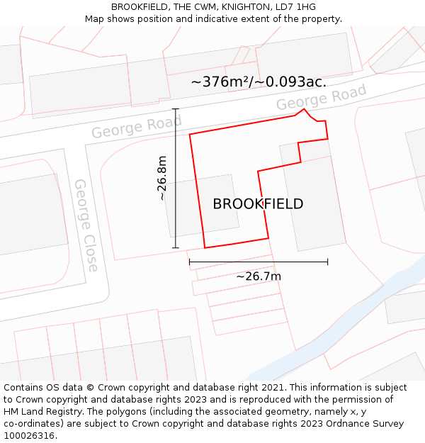 BROOKFIELD, THE CWM, KNIGHTON, LD7 1HG: Plot and title map
