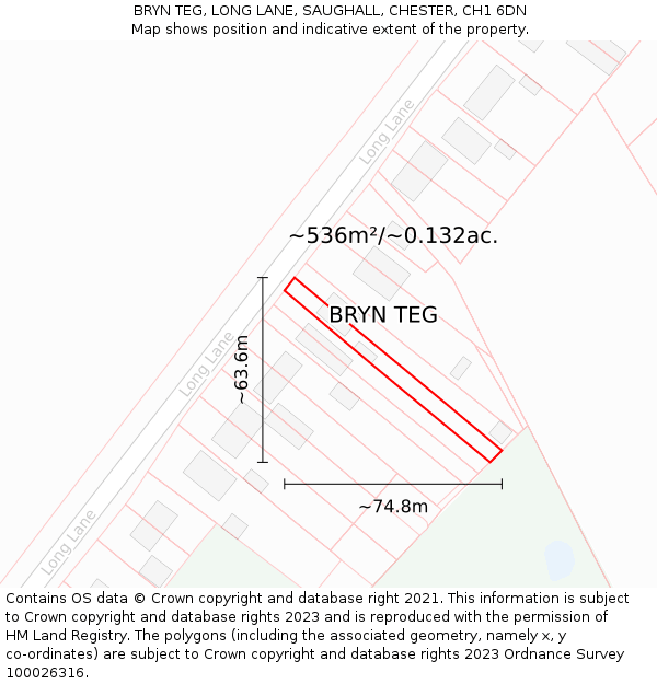 BRYN TEG, LONG LANE, SAUGHALL, CHESTER, CH1 6DN: Plot and title map