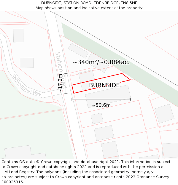 BURNSIDE, STATION ROAD, EDENBRIDGE, TN8 5NB: Plot and title map
