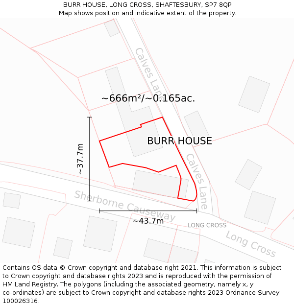 BURR HOUSE, LONG CROSS, SHAFTESBURY, SP7 8QP: Plot and title map