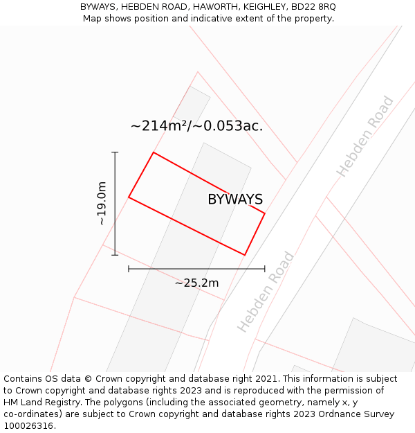 BYWAYS, HEBDEN ROAD, HAWORTH, KEIGHLEY, BD22 8RQ: Plot and title map