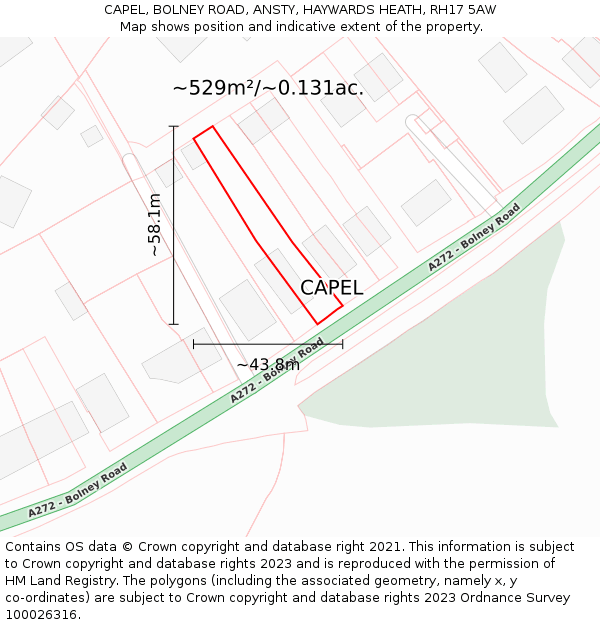 CAPEL, BOLNEY ROAD, ANSTY, HAYWARDS HEATH, RH17 5AW: Plot and title map