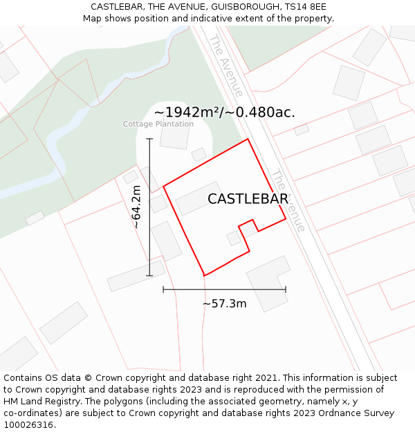 CASTLEBAR, THE AVENUE, GUISBOROUGH, TS14 8EE: Plot and title map